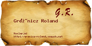 Gránicz Roland névjegykártya